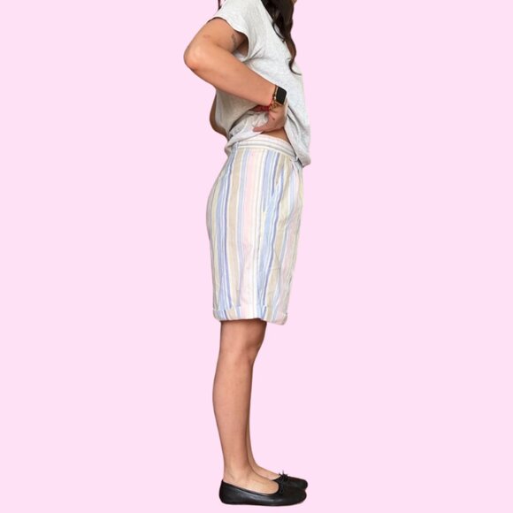 Vintage Jantzen Classics Striped Bermuda Shorts | Pastel High Waist Shorts XS-S - Picture 3 of 4